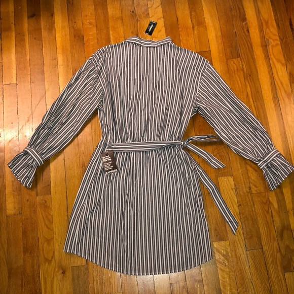 NWT Express Striped Poplin Tie Waist Wrap Dress, M - Picture 5 of 8